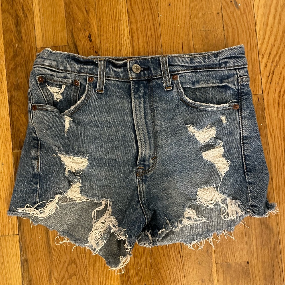 Abercrombie & Fitch Blue Distressed Jean Shorts